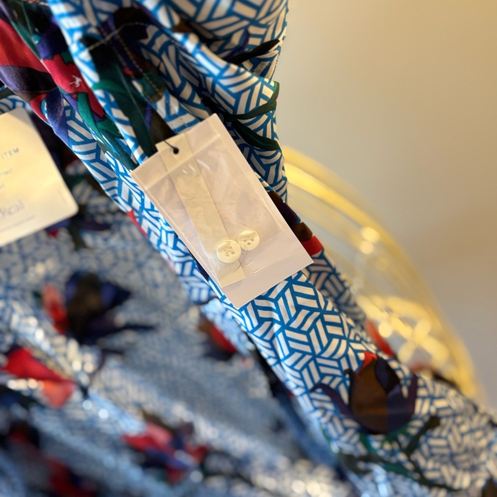 Equipment Blue and Red Patterned Blouse - Picture 6 of 11
